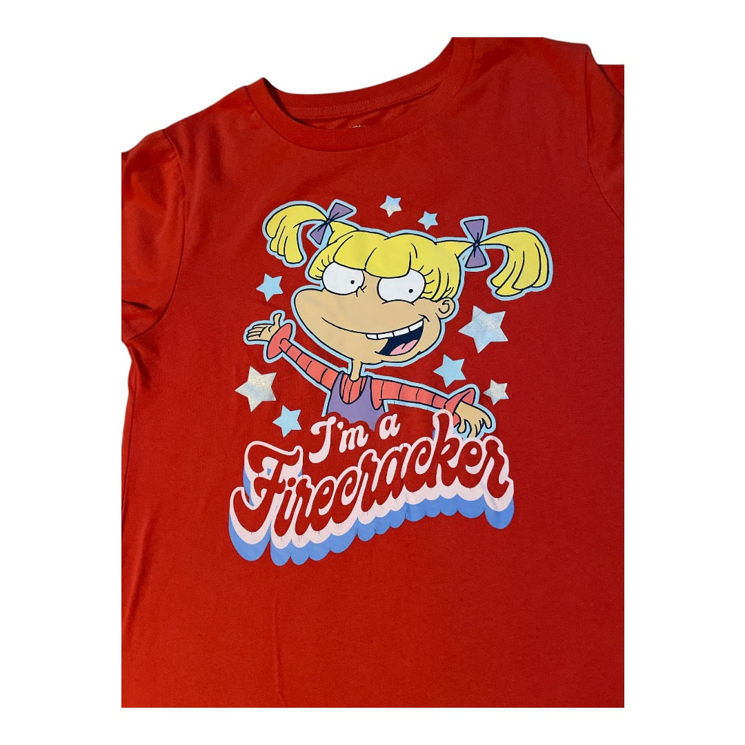 • Rugrats Angelica Juniors Graphic T Shirt Red I’m a Firecracker