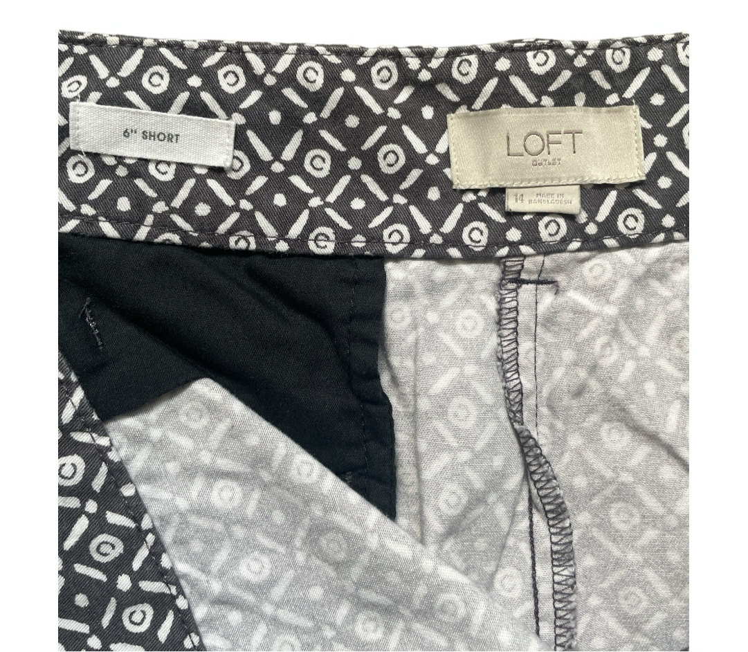 •LOFT Shorts Womens Black White Geometric Chino