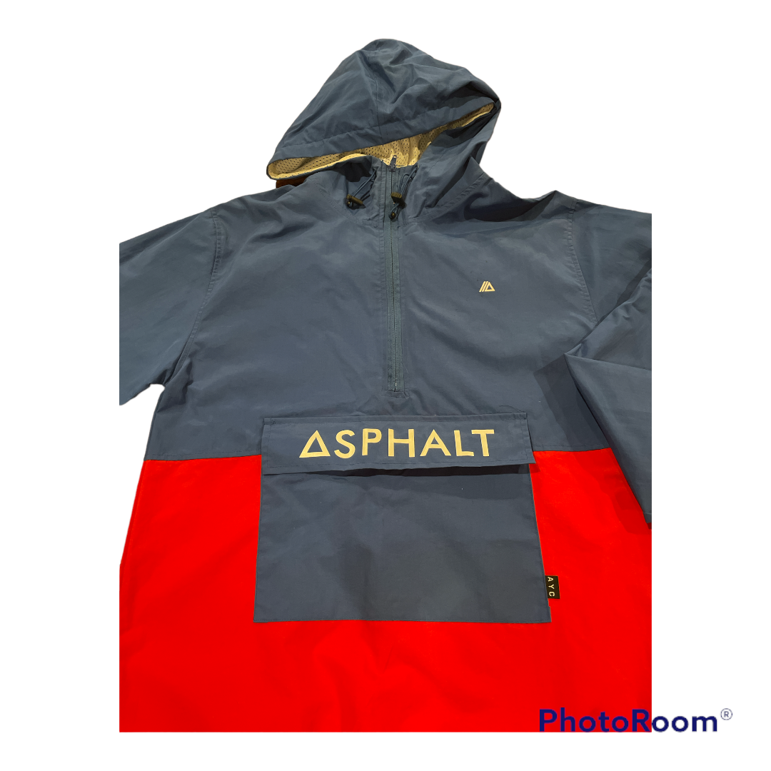 Asphalt Yacht Club 1/4 Zip Pullover Hooded Rain Windbreaker Jacket